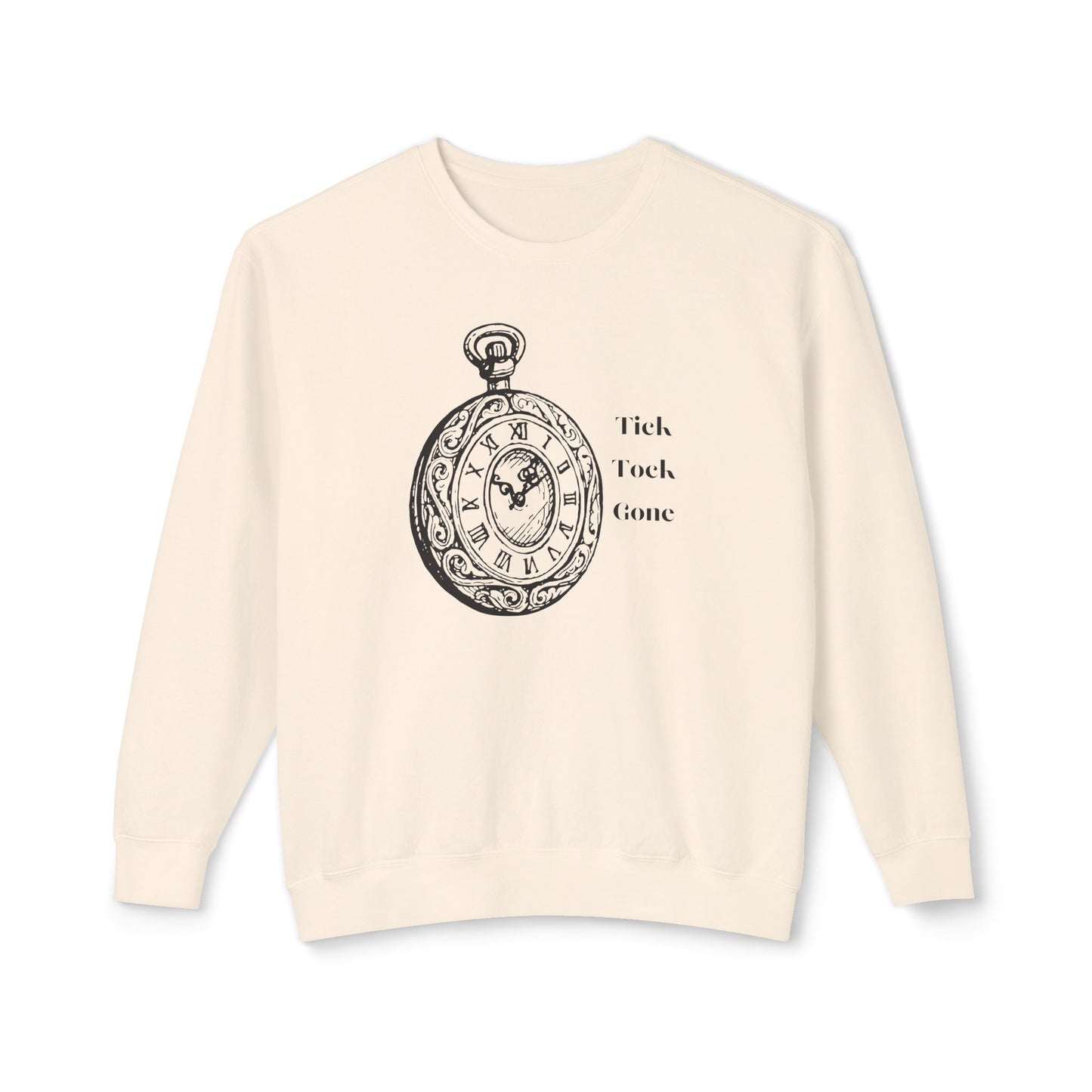 Tick Tock Gone Unisex Lightweight Crewneck Sweatshirt - Cozy Timeless Design