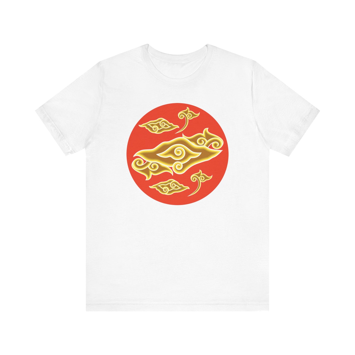 Cultural Symbol Unisex Tee - Bold Red and Gold Design