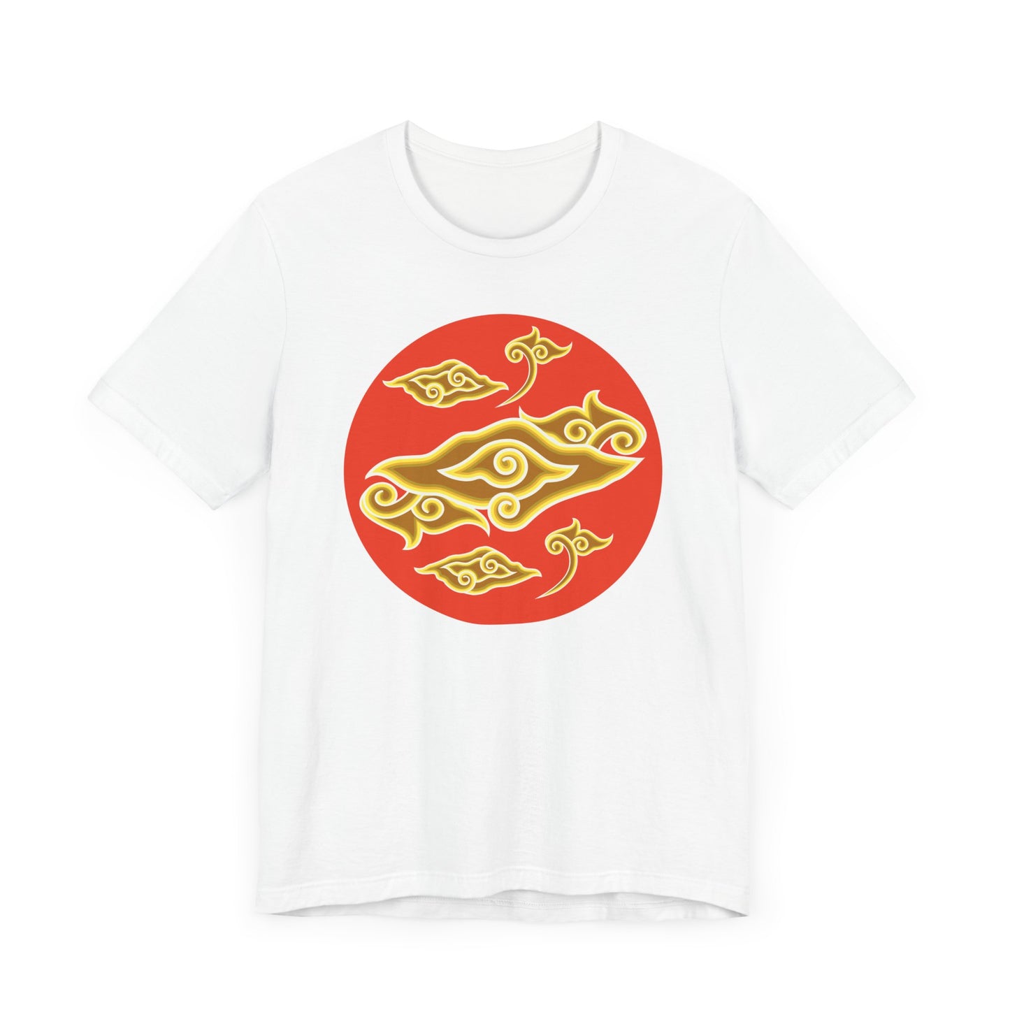 Cultural Symbol Unisex Tee - Bold Red and Gold Design