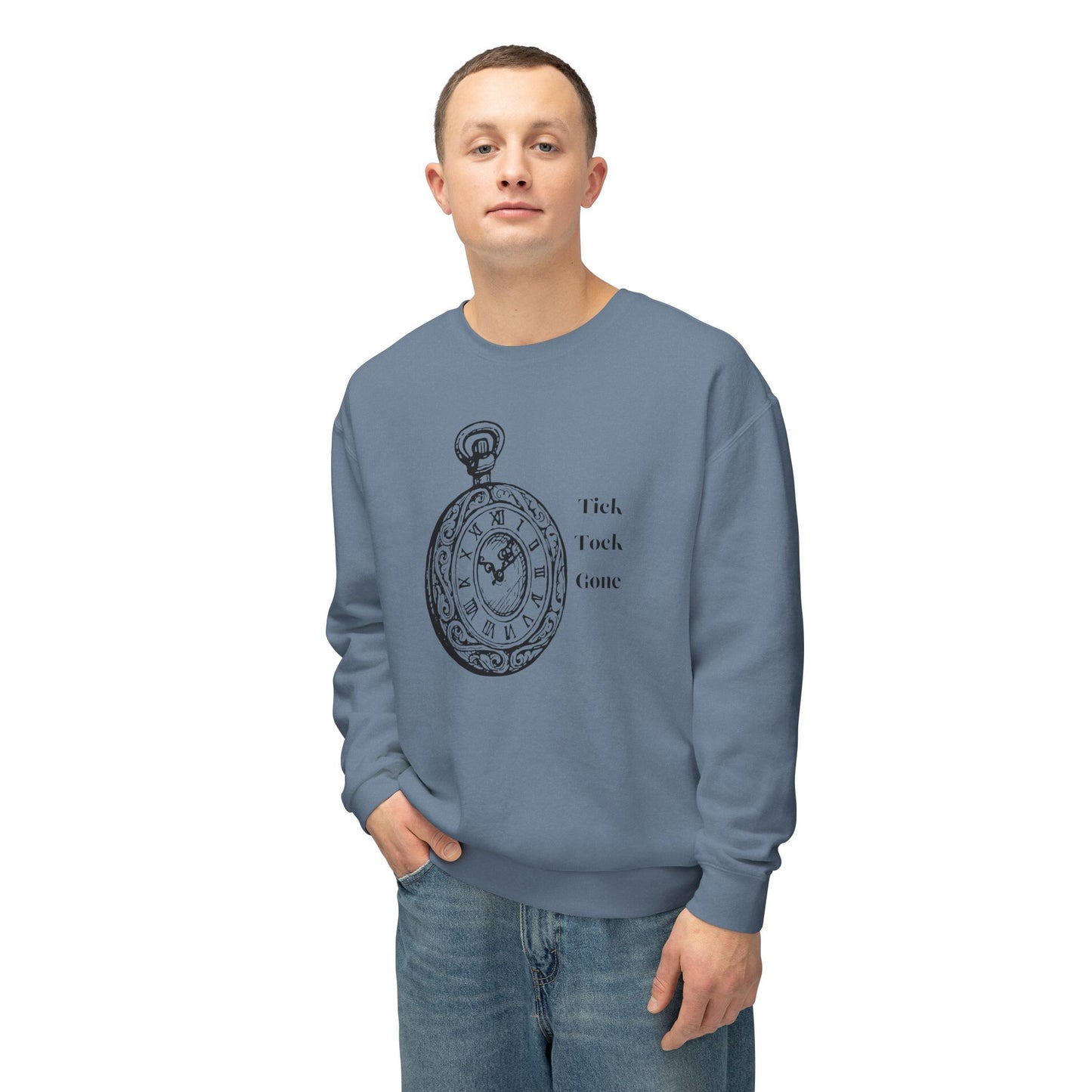 Tick Tock Gone Unisex Lightweight Crewneck Sweatshirt - Cozy Timeless Design