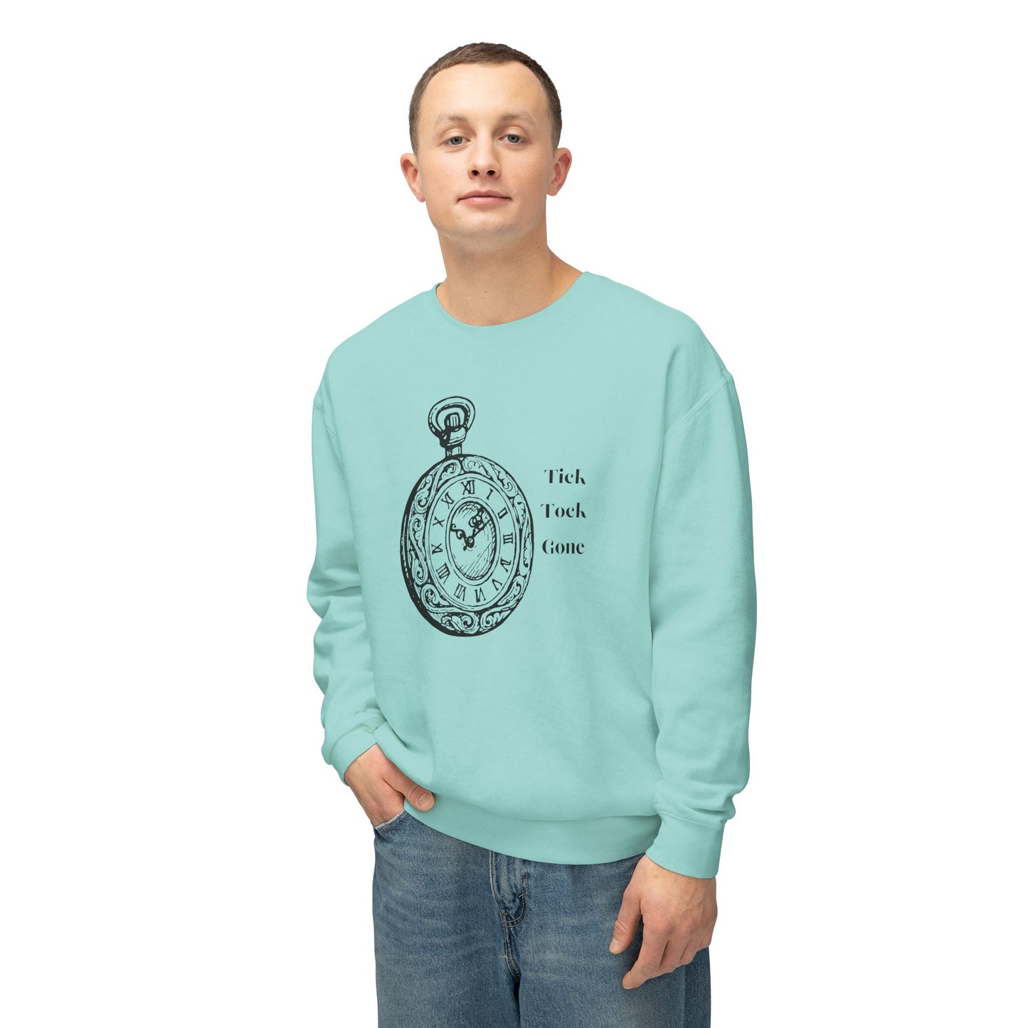 Tick Tock Gone Unisex Lightweight Crewneck Sweatshirt - Cozy Timeless Design