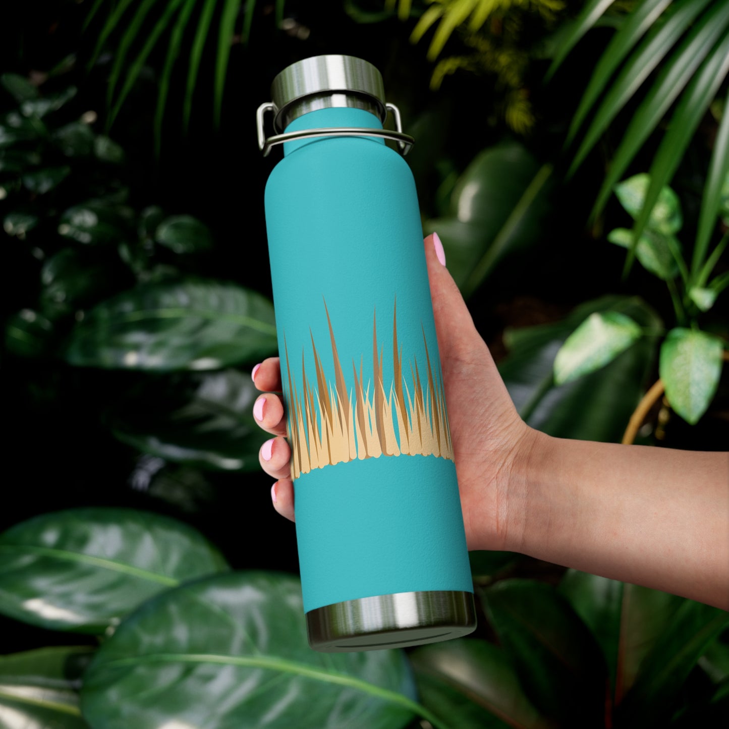 Elegant Grass Design Copper Insulated Water Bottle - 22oz