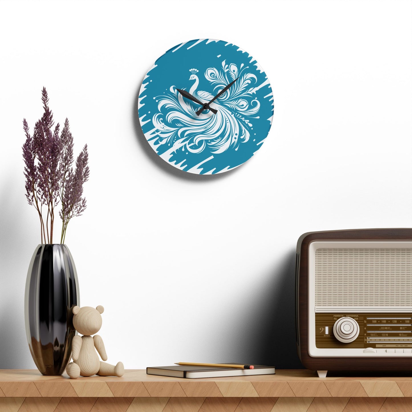 Elegant Peacock Acrylic Wall Clock - Stylish Home Decor for All Occasions