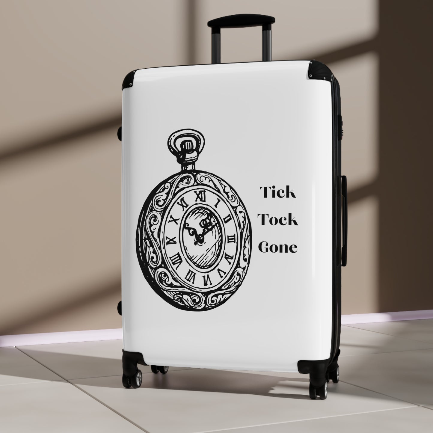 Tick Tock Gone Stylish Suitcase - Travel Chic for Adventurers