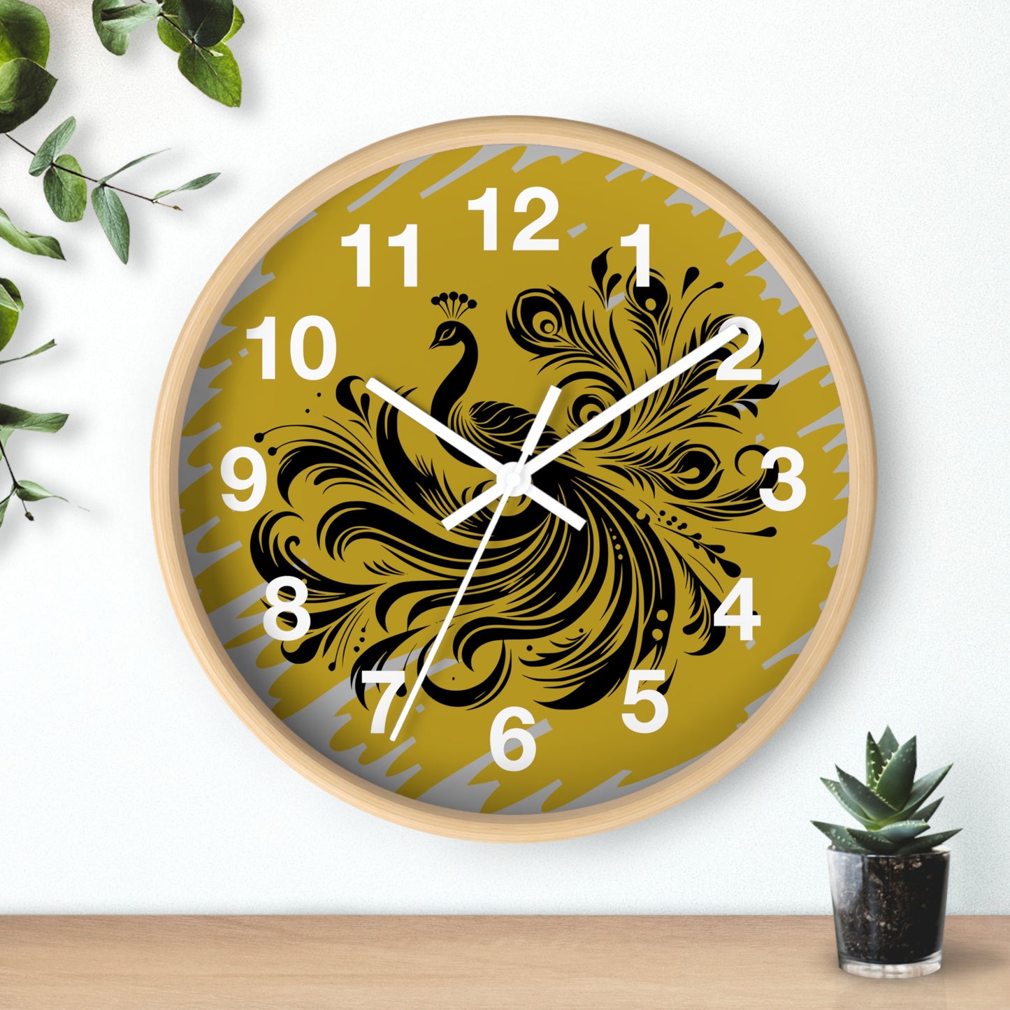 Elegant Peacock Wall Clock - Artistic Home Decor