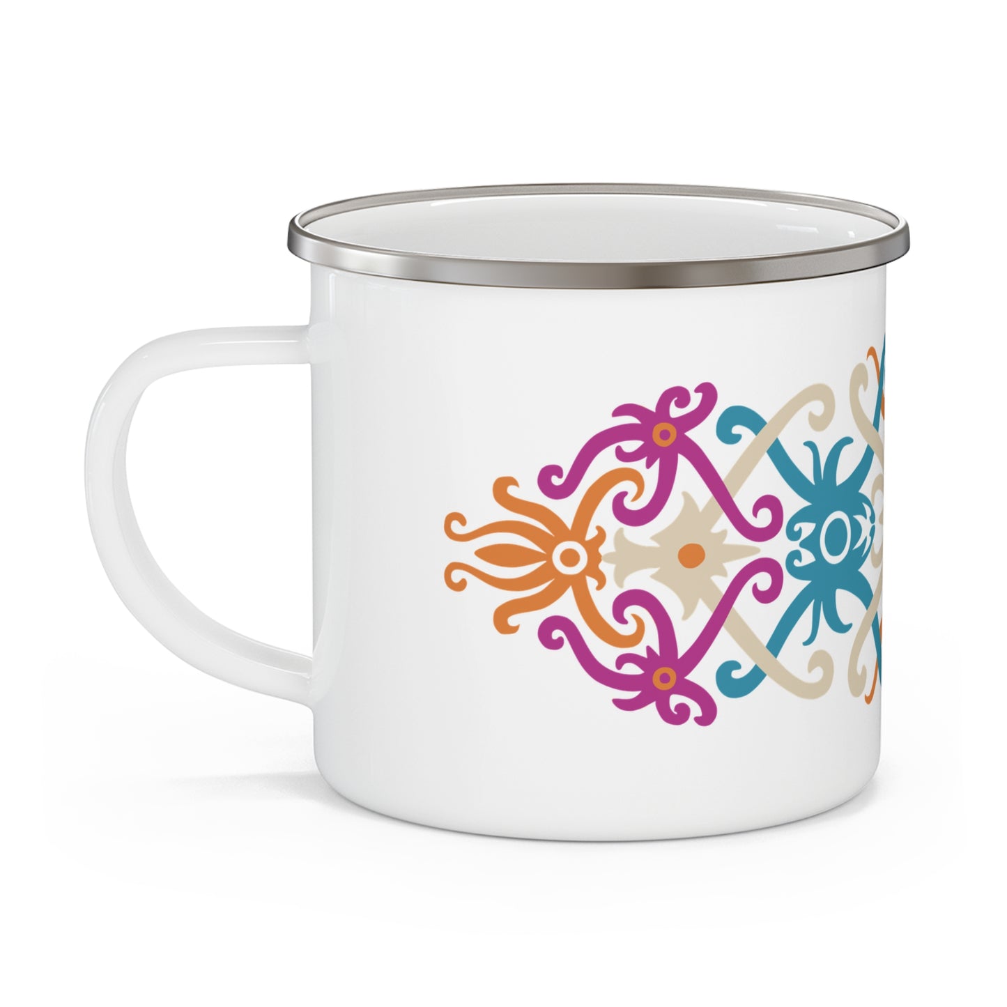 Bohemian Enamel Camping Mug - Colorful Outdoor Adventure Mug