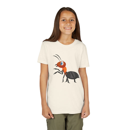 Funny Cartoon Ant Youth Short Sleeve Tee - Cute Insect Design for Kids