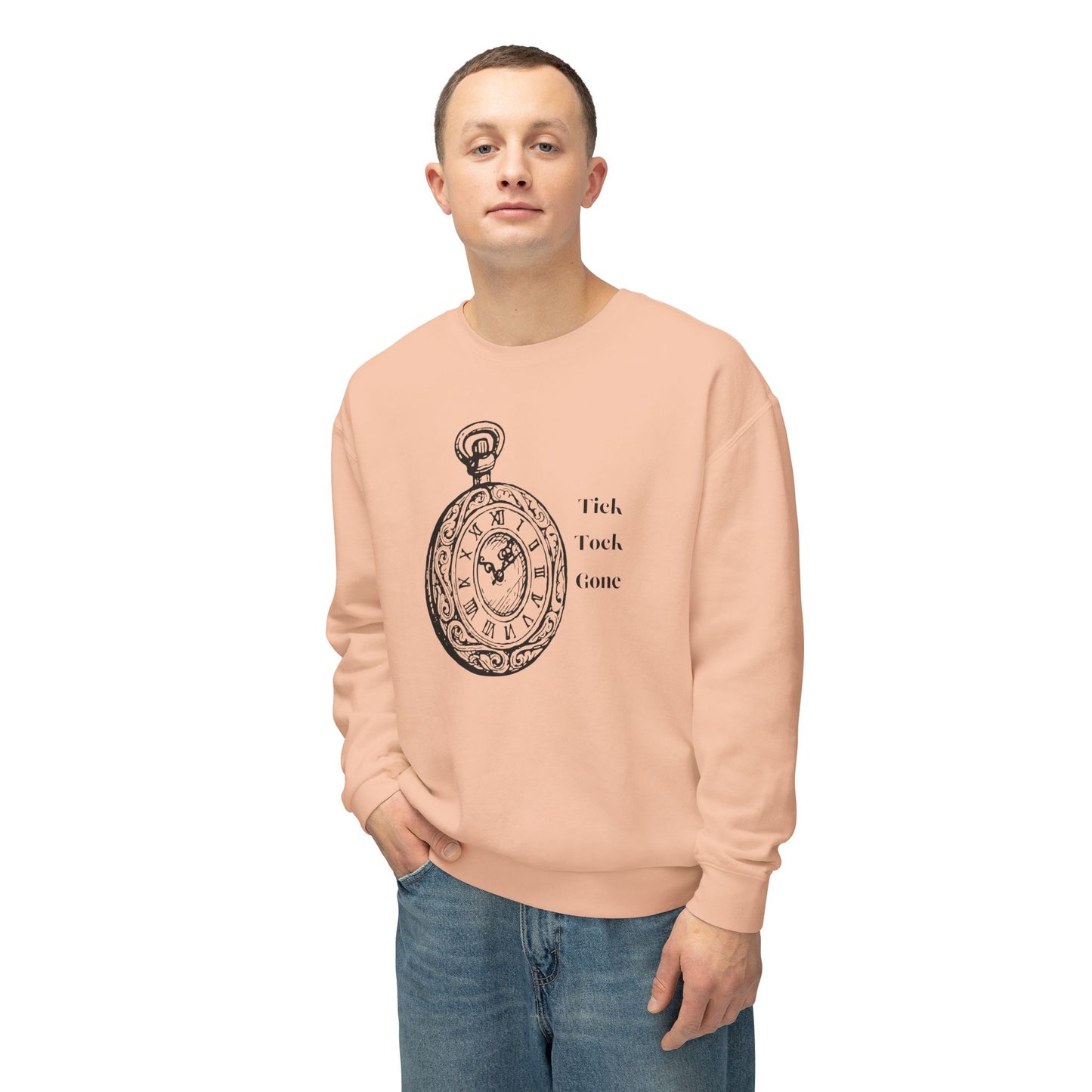 Tick Tock Gone Unisex Lightweight Crewneck Sweatshirt - Cozy Timeless Design