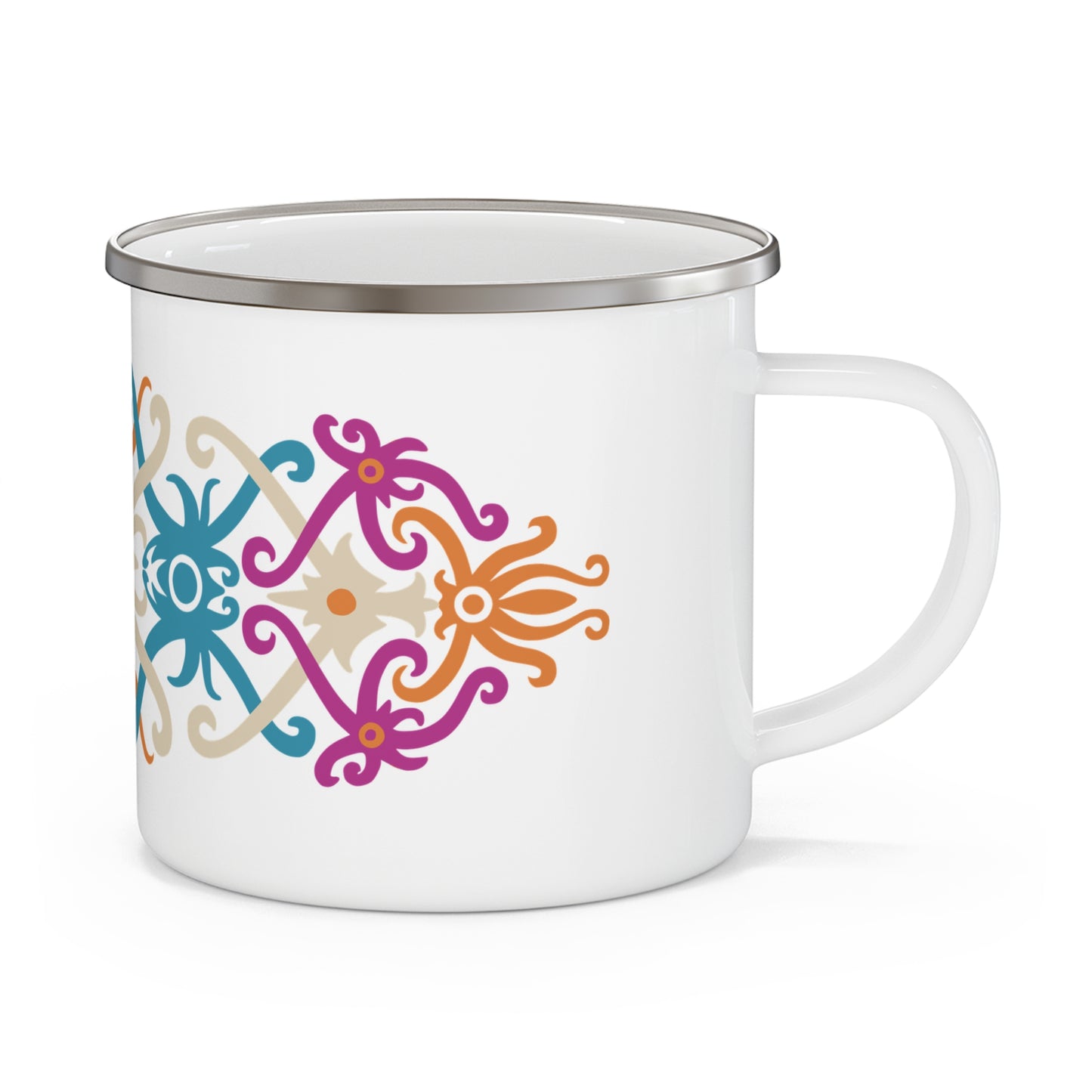 Bohemian Enamel Camping Mug - Colorful Outdoor Adventure Mug