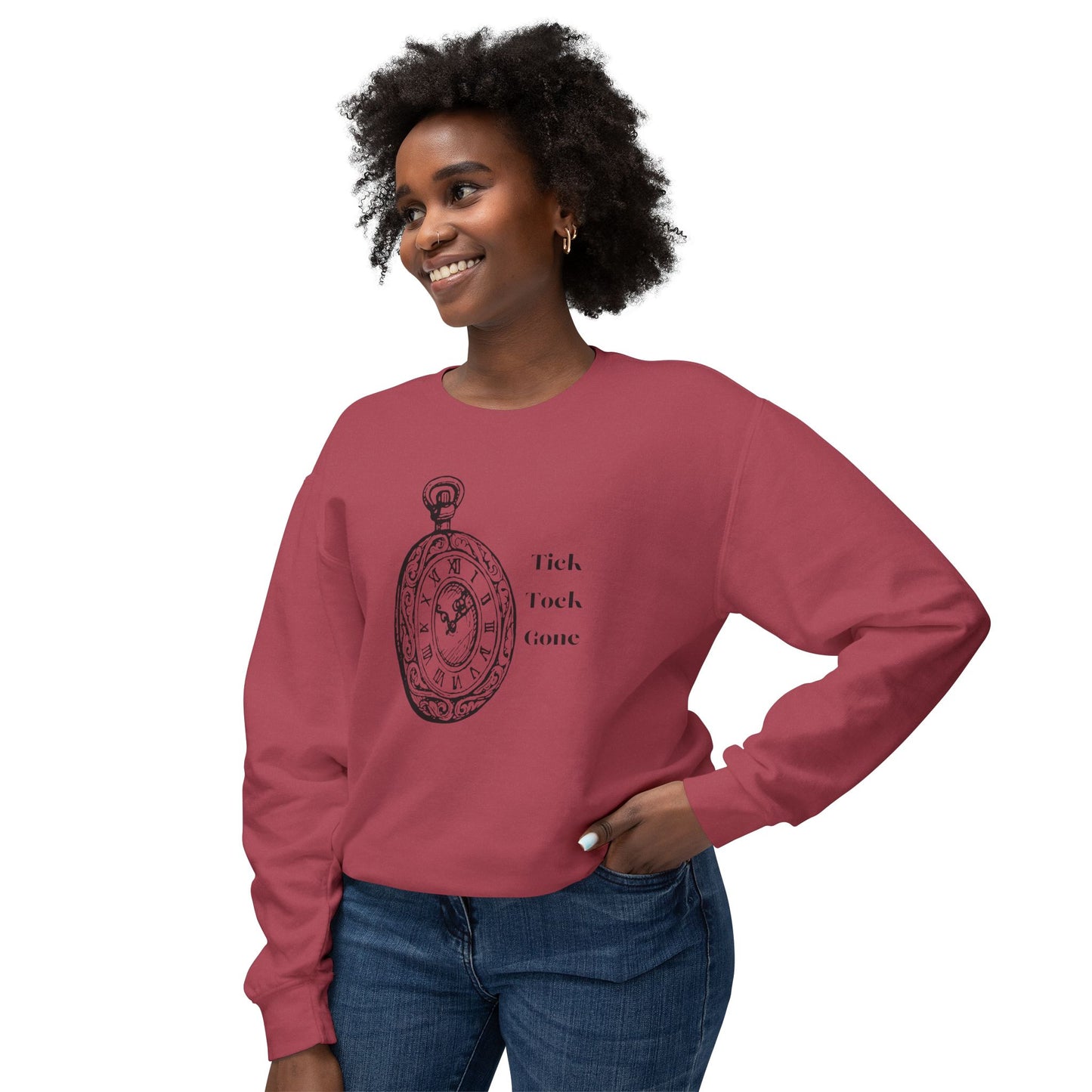 Tick Tock Gone Unisex Lightweight Crewneck Sweatshirt - Cozy Timeless Design