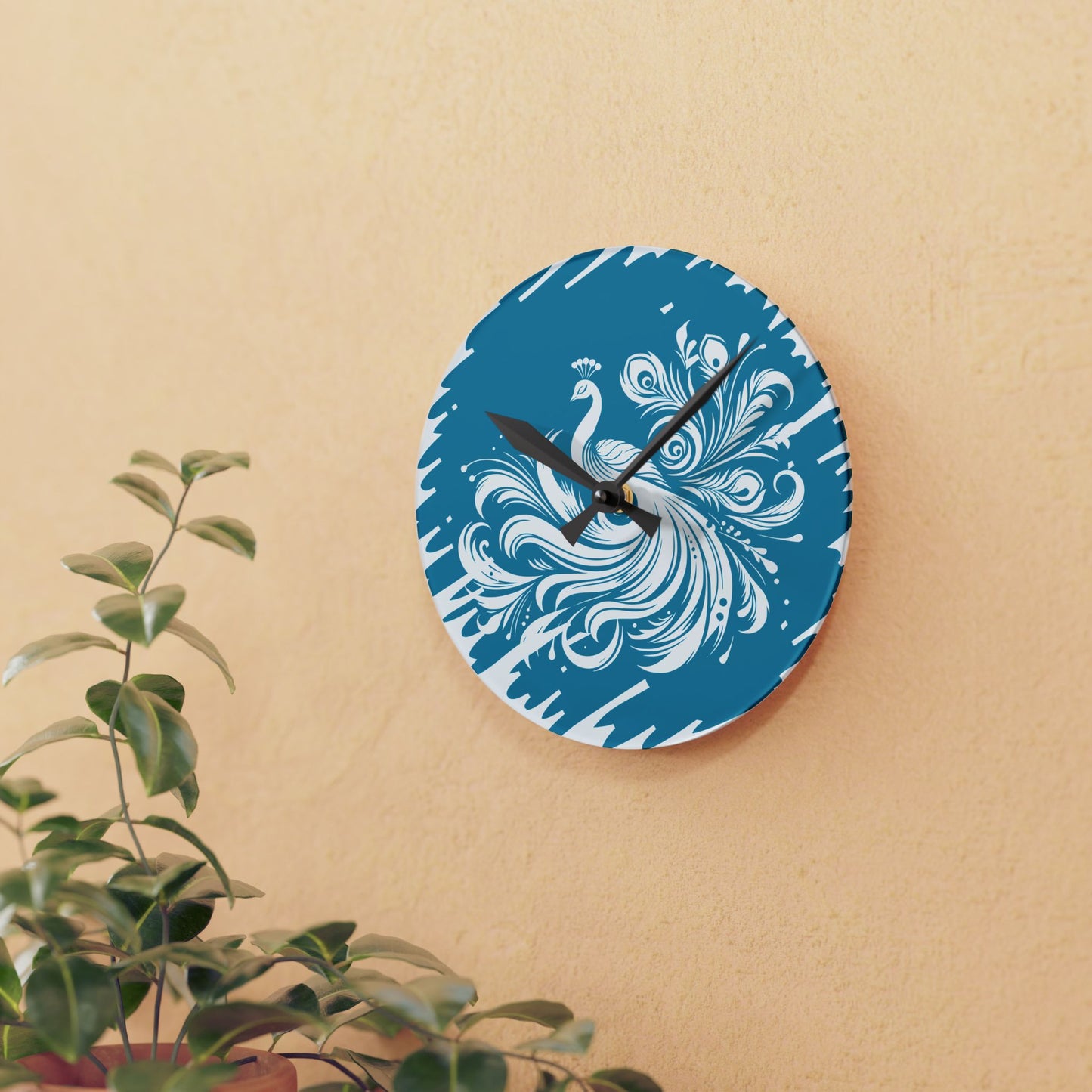 Elegant Peacock Acrylic Wall Clock - Stylish Home Decor for All Occasions