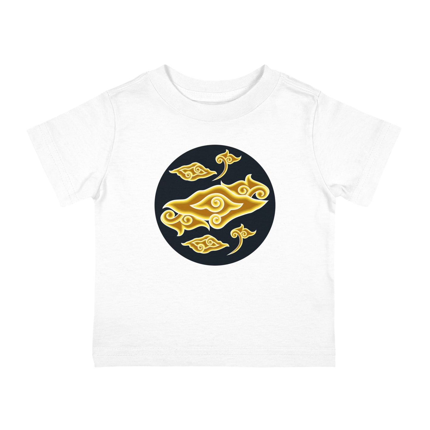 Whimsical Infant Cotton Jersey Tee with Golden Cloud Design