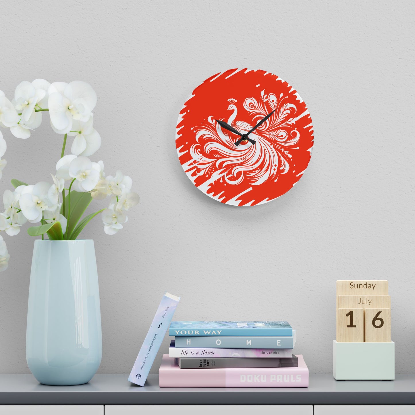 Elegant Peacock Acrylic Wall Clock - Modern Home Decor