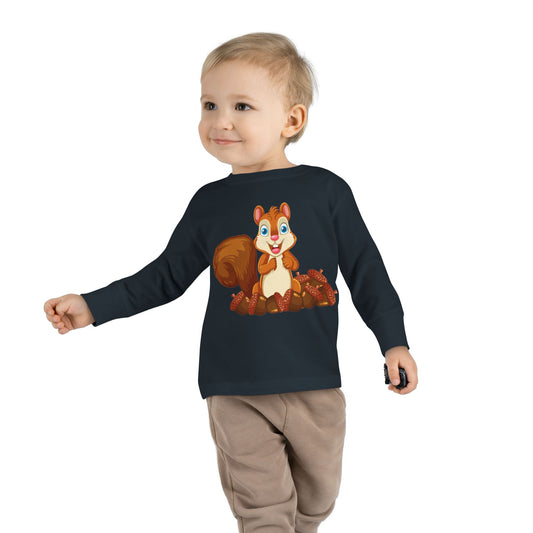 Cute Squirrel Toddler Long Sleeve Tee - Perfect for Outdoor Adventures