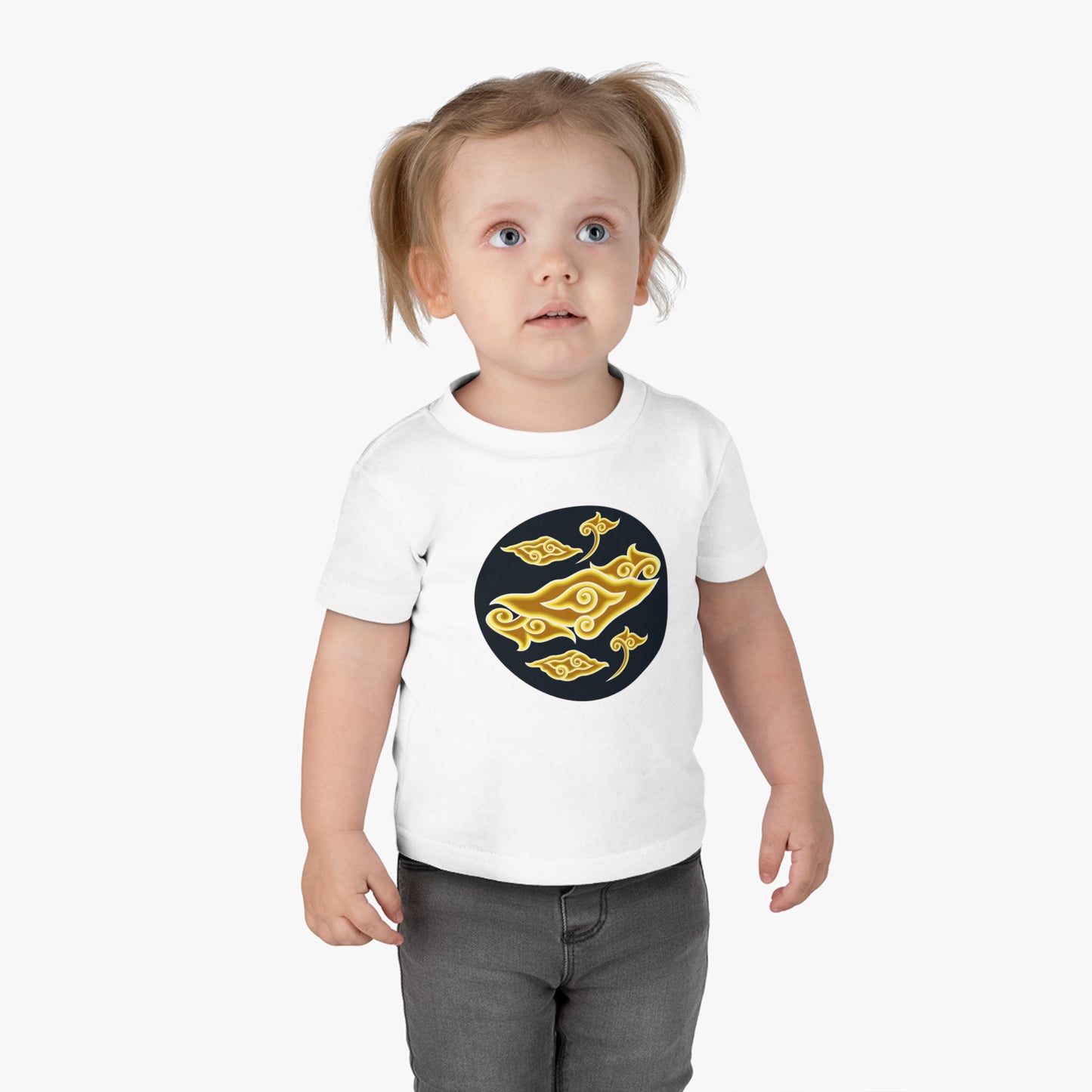 Whimsical Infant Cotton Jersey Tee with Golden Cloud Design