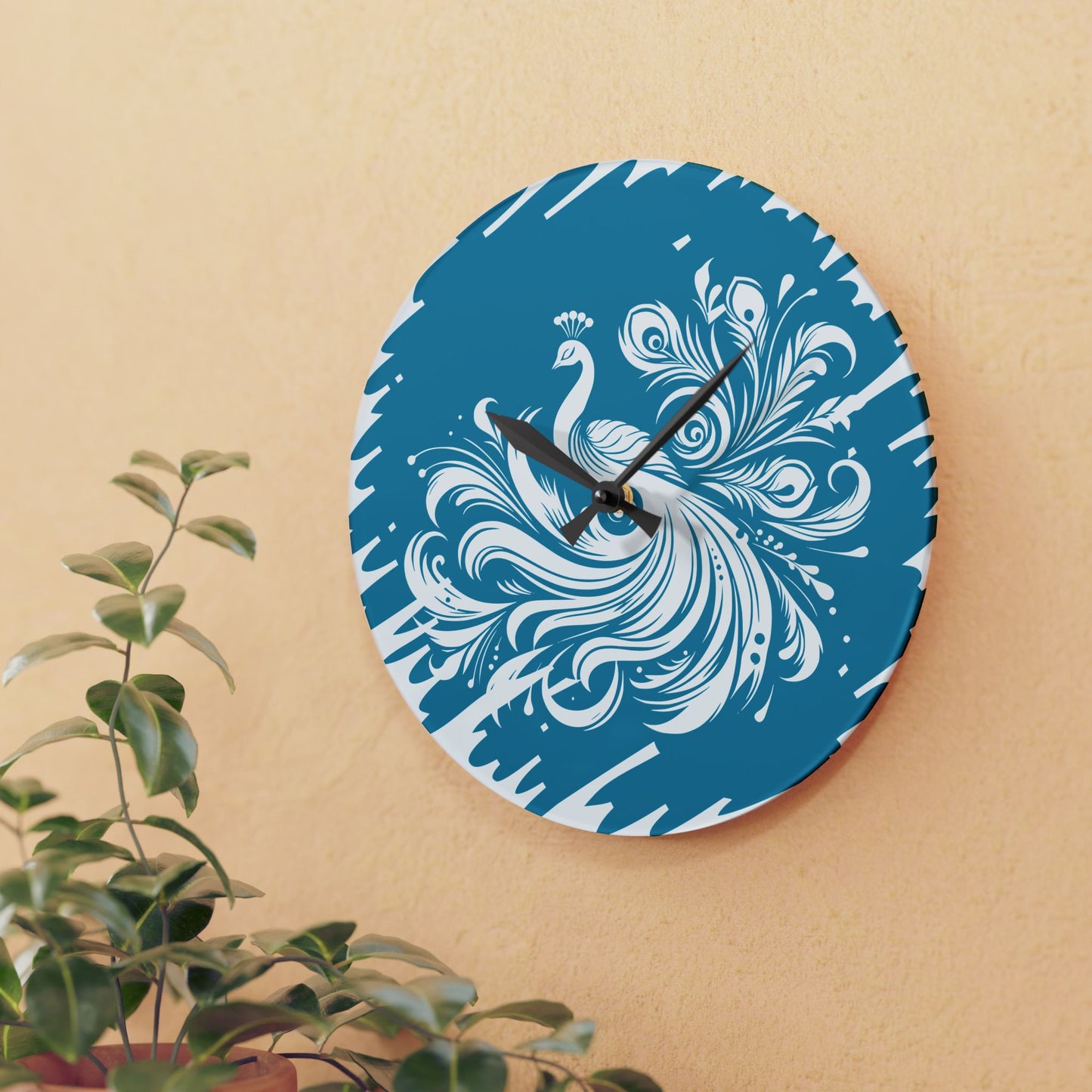 Elegant Peacock Acrylic Wall Clock - Stylish Home Decor for All Occasions