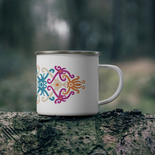 Bohemian Enamel Camping Mug - Colorful Outdoor Adventure Mug