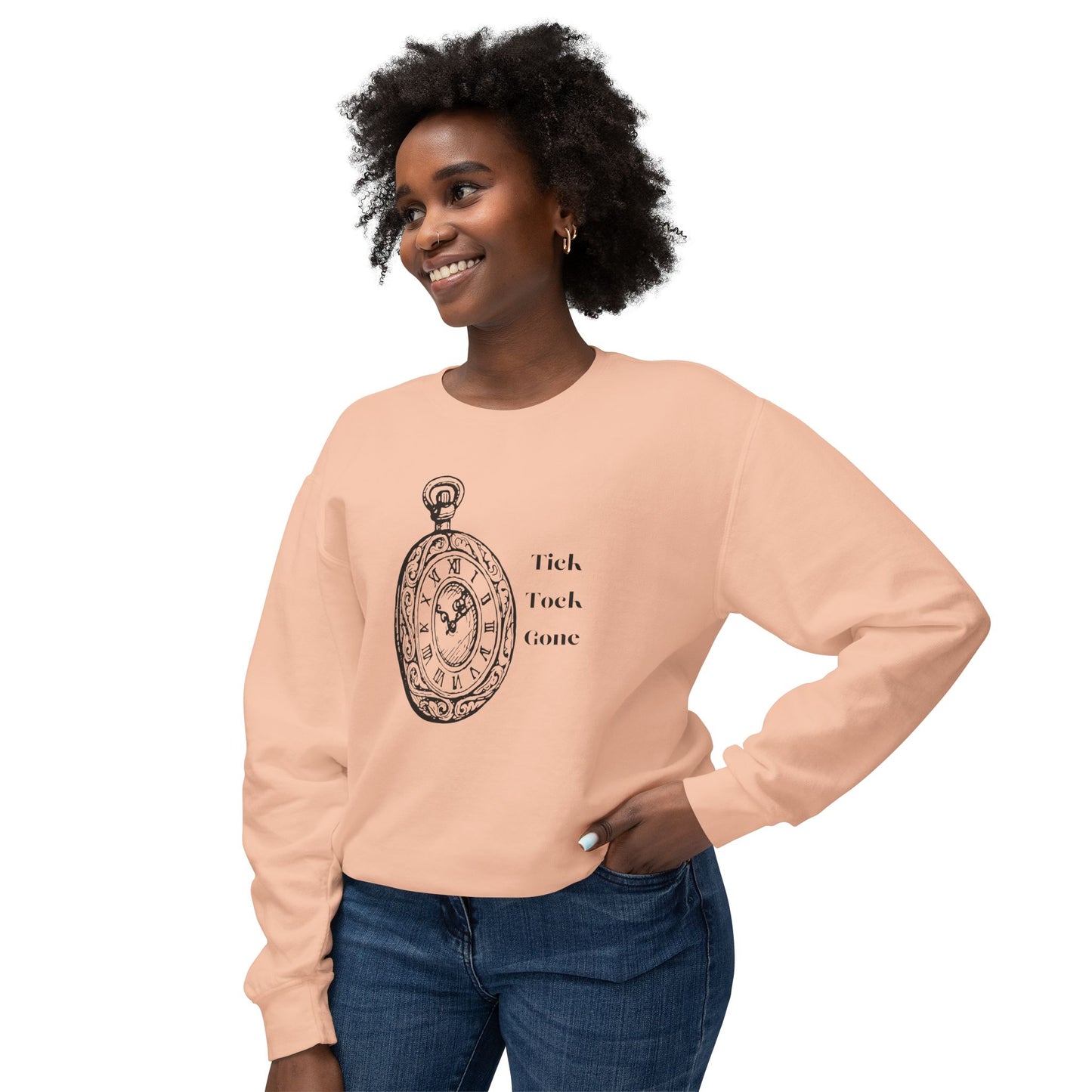 Tick Tock Gone Unisex Lightweight Crewneck Sweatshirt - Cozy Timeless Design